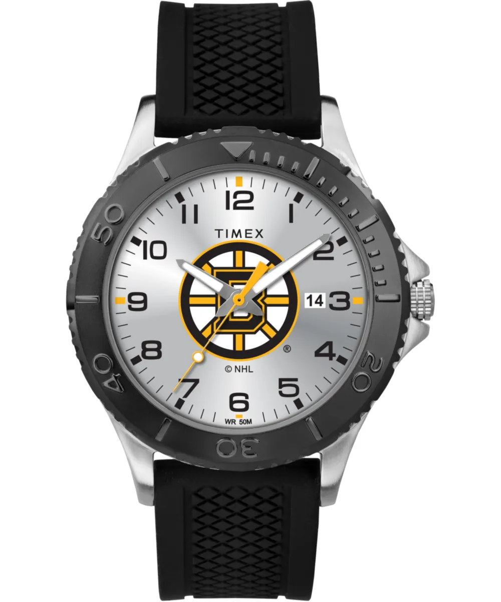 Jam tangan hitam Gamer Black Boston Bruins original dari MELAYU4D dengan casing logam dan strap silikon