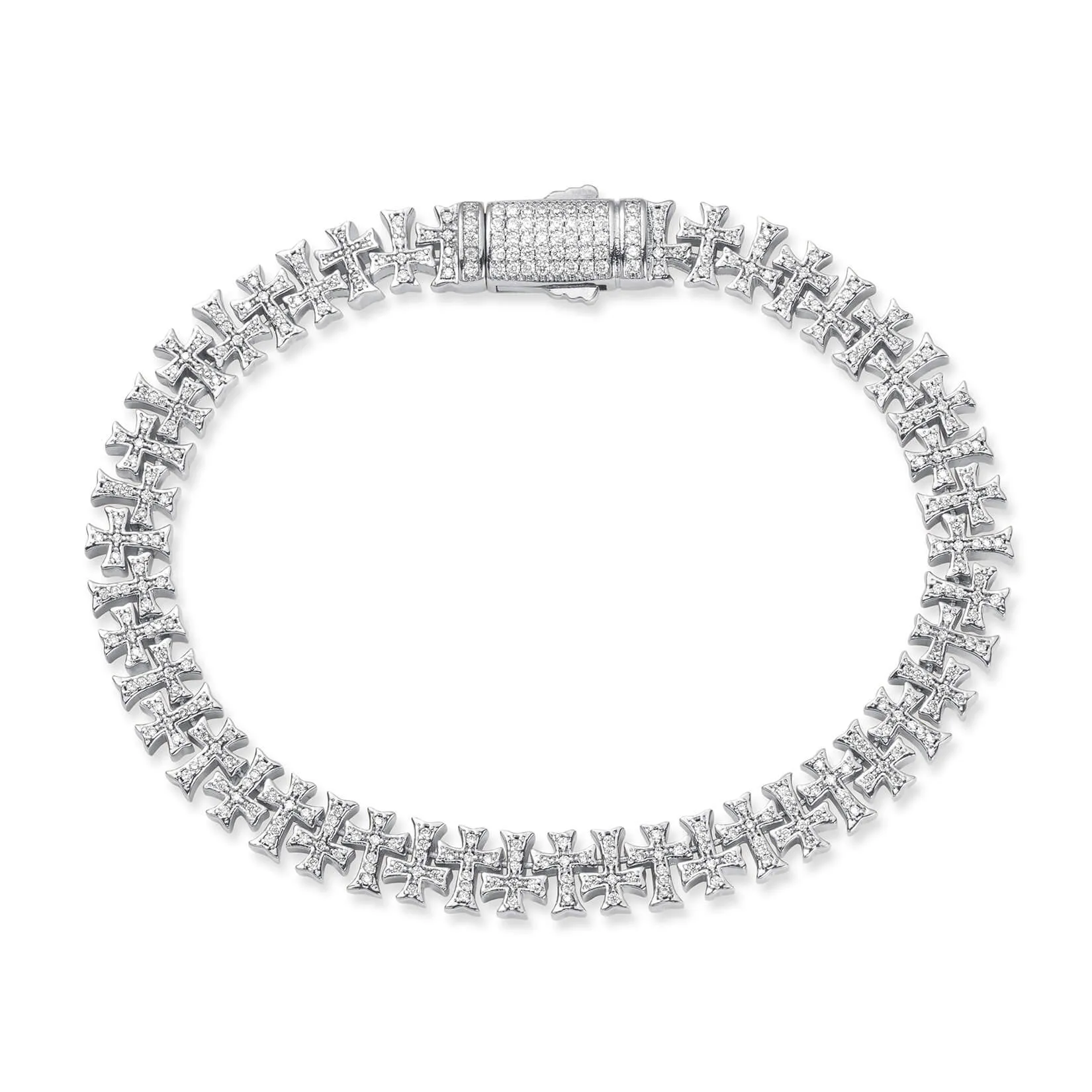 UGSLOT The Iced Creed Bracelet Silver berkualitas tinggi dengan taburan cubic zirconia