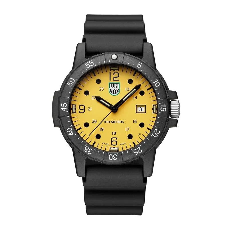 Jam tangan BLANGKON69 Luminox Sea Bass Carbonox dengan dial kuning
