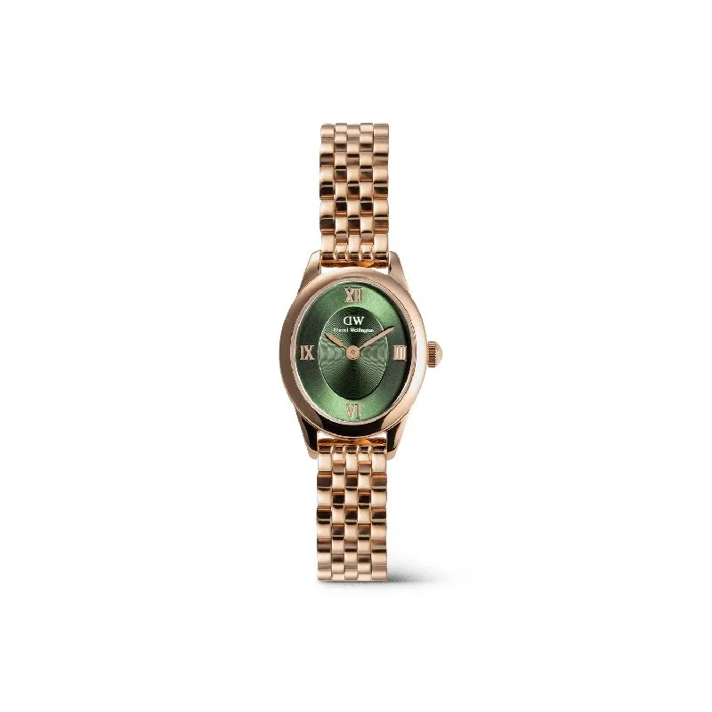 Jam tangan wanita PROSLOT Daniel Wellington Ophelia Mini Emerald Rose Gold dial hijau